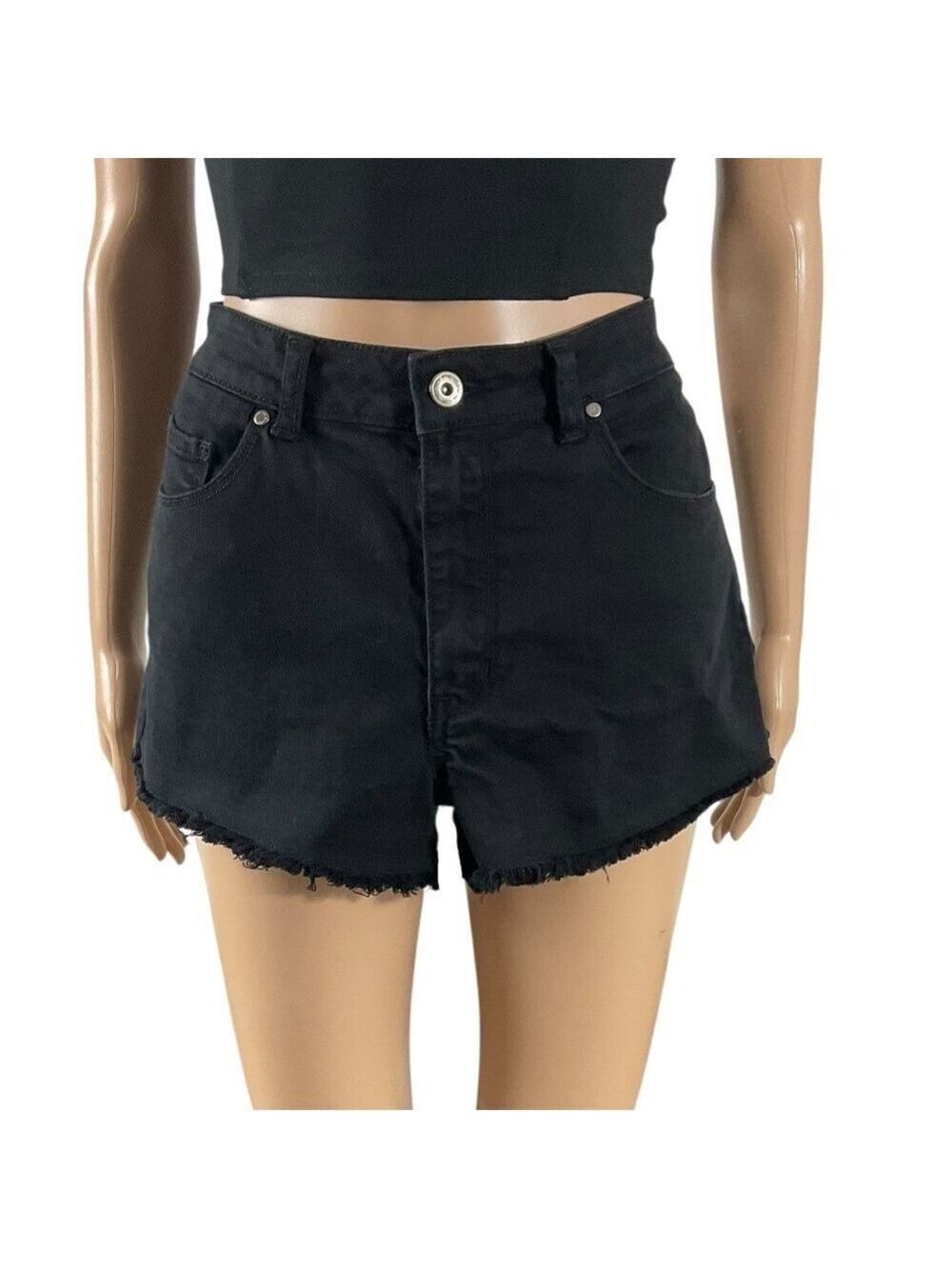 Melrose and Market Black Denim Mid-Rise Shorts Size 29 Frayed Hem Cutoffs